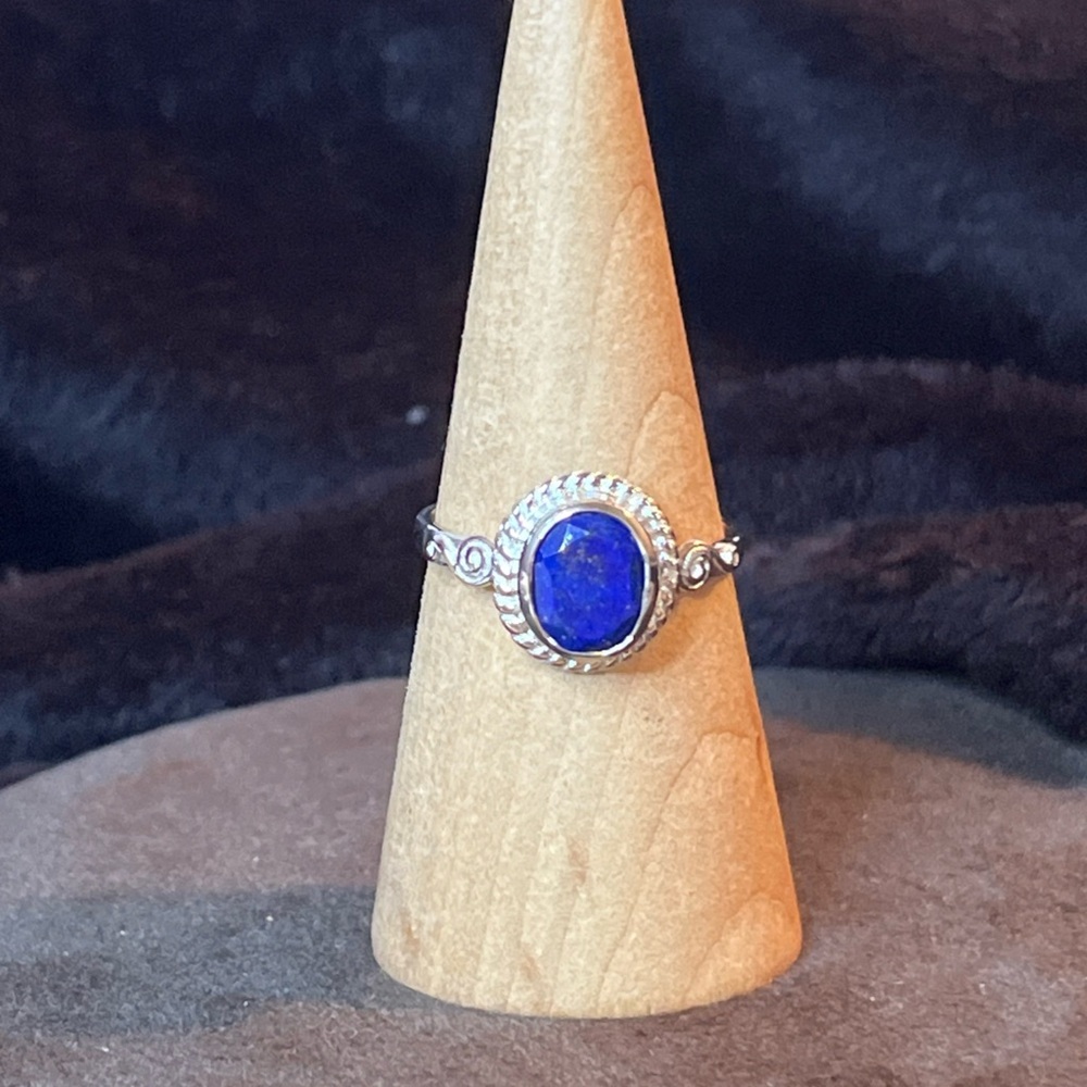 Artisan Crafted 3 Carat Lapis Lazuli Ring In Sterling Silver Sz11